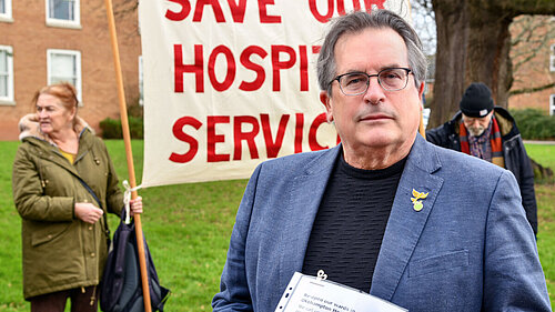 Mark Wooding at hospital lobby