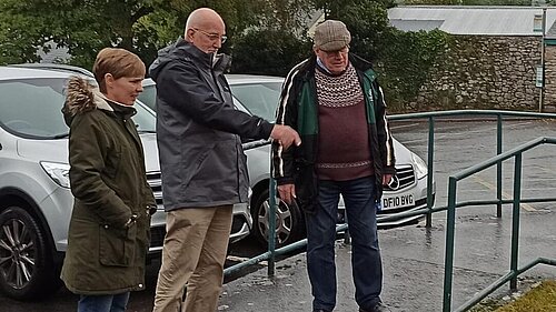 Parish Clerk Sam Parkin and Councillors John Nutley and John Farrand-Rogers examine grounds works Parish Clerk Sam Parkin and Councillors John Nutley and John Farrand-Rogers examine grounds works